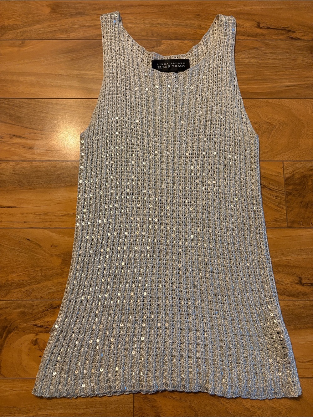 Linda Allard for Ellen Tracy silver sequined long camisole